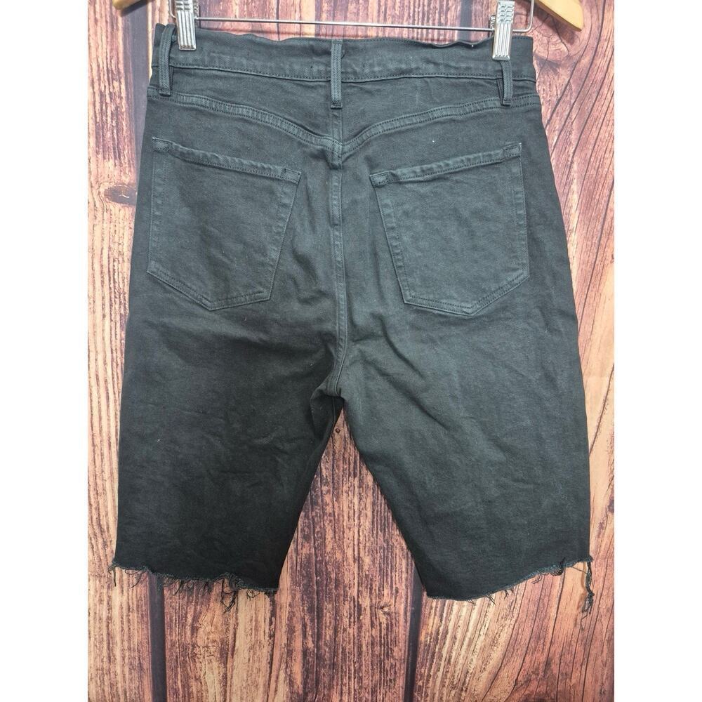 Frame Women's Black Le Vintage Bermuda Raw Edge Denim Shorts Size 28 - Picture 5 of 9